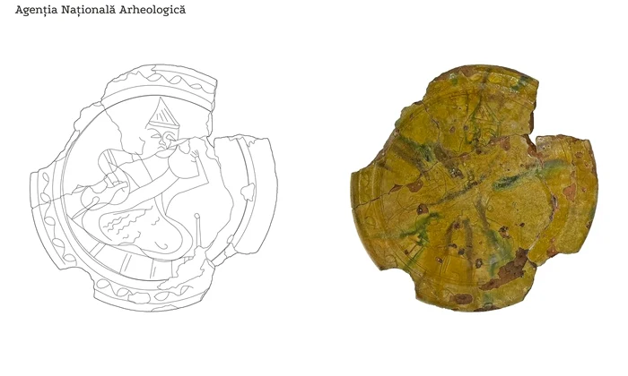 Farfurie descoperită în așezarea medievală de la Costești-Gârlea (© Facebook / Agenţia Naţională Arheologică)