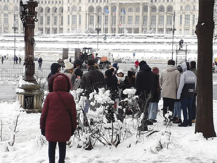 Trecătorii s-au adunat  curioşi la marginile  gardurilor care delimitau zona. Foto: Adrian Popescu