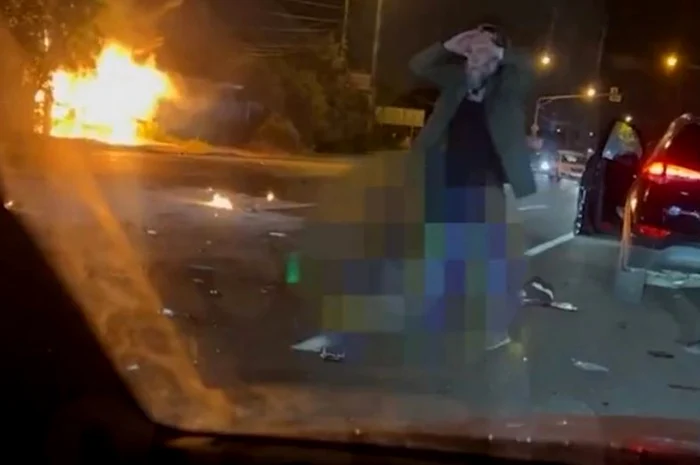 Tatăl ei, filozoful Aleksandr Dughin,  în stare de şoc la locul accidentului 