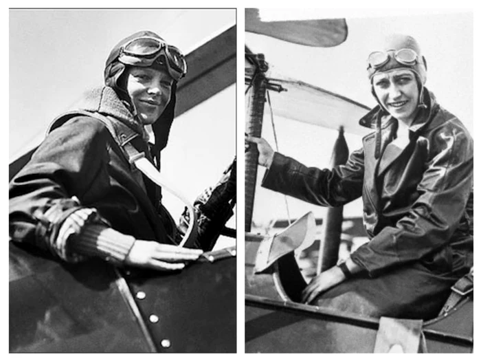 Amelia Earhart şi Amy Johnson FOTO Colaj gritfire.com şi duraglobes.com