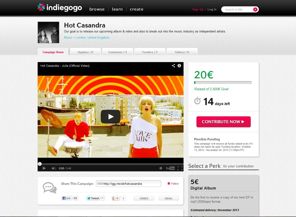 Acesta este site-ul unde Selena şi colegul ei de trupă vând materialele lor discografice pentru a strânge cei 2.500 de euro