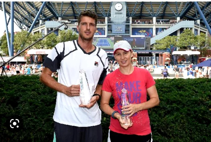 Andrei Dăescu și partenera lui de dublu, Anda Perianu, la US Open