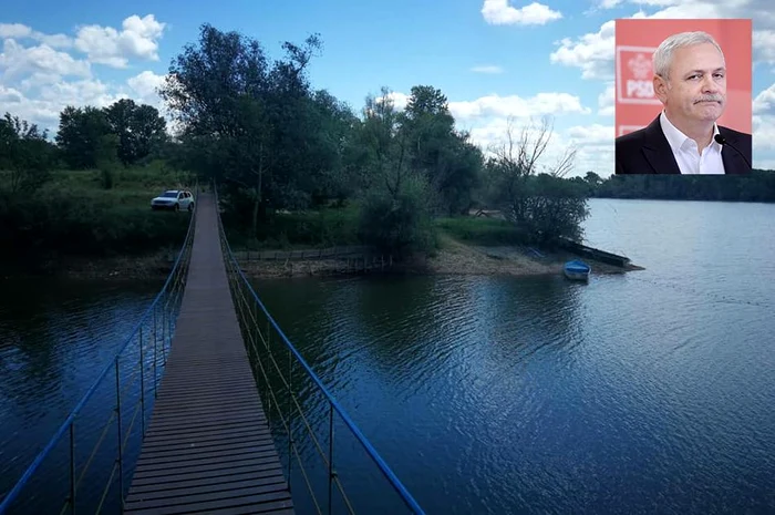 Oamenii lui Liviu Dragnea au construit un pod suspendat între țărm și Insula BelinaFotografii: Cătălin Deacu