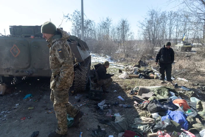 Tancuri rusesti capturate de armata ucrainiana in Brovari Ucraina FOTO Profimedia