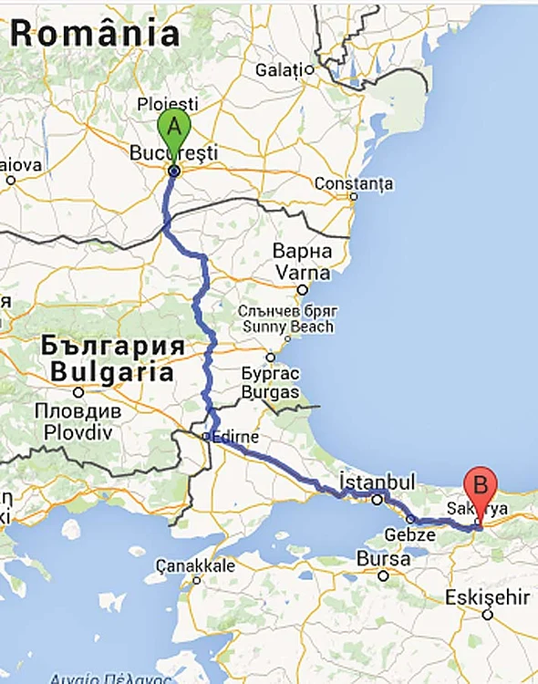 Traseul şoferului până a fost prins Tirul a plecat din Sakarya, Turcia, a străbătut  Bulgaria, a intrat în România, prin Giurgiu,  şi a fost oprit în Buftea. 779 km a străbătut