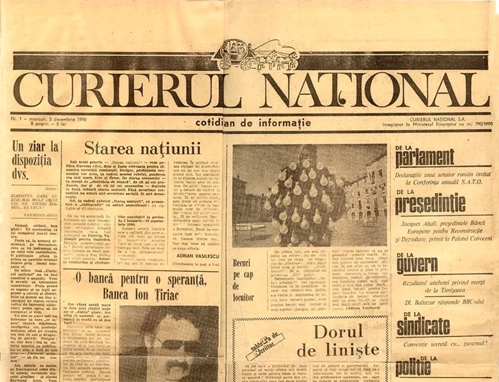 Primul număr al ziarului FOTO Curierul Național