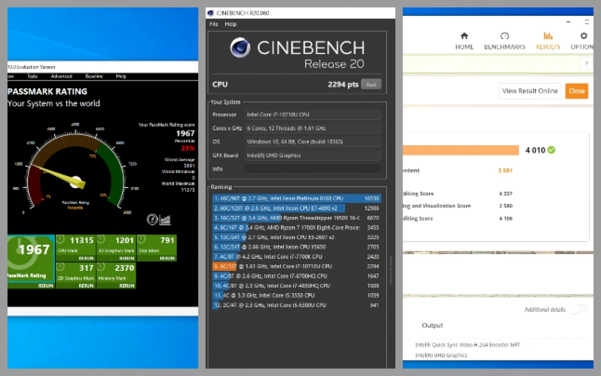 Intel NUC 10 i7FNH teste sintetice