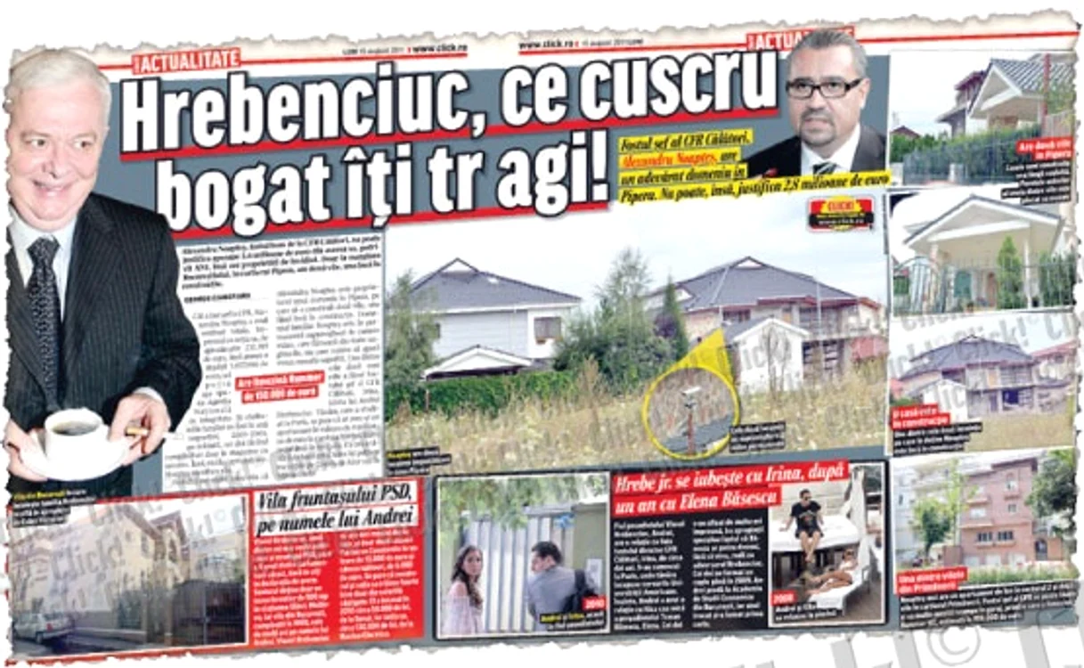 Click! v-a prezentat în ziarul de luni, în exclusivitate, averea  imobiliară a fostului director al CFR Călători, Alexandru Noapteş