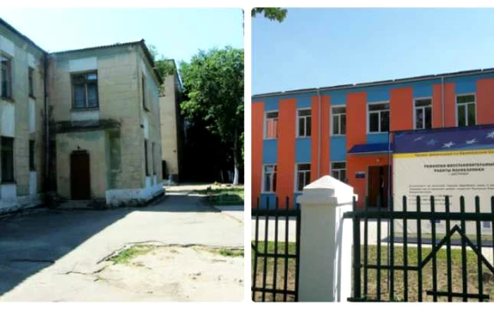 Policlinica renovată din Dnestrovsk, înainte şi după renovare. Sursa foto: Irina Perciun