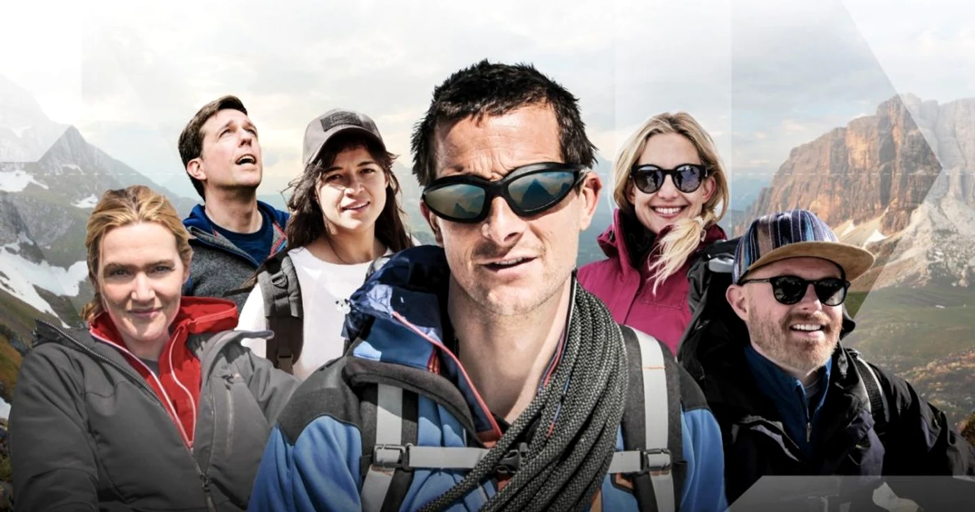 Bear Grylls, alături de cinci dintre vedetele care au acceptat să-l însoţească în sălbăticie FOTO Discovery