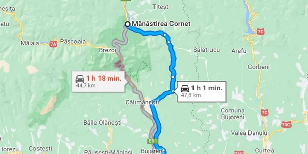 Alternativa la Valea Oltului - DN7 - în judeţul Vâlcea pe hartă Foto Google Maps