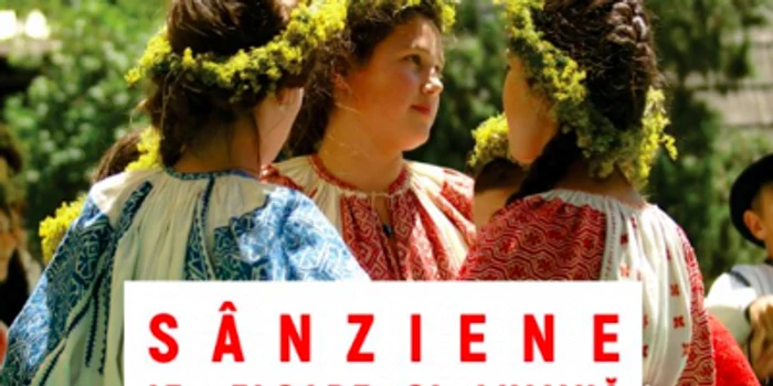 Fete în ie cu coroniţe din flori de Sânziene Sursa Facebook Muzeul Naţional al Satului Dimitrie Gusti