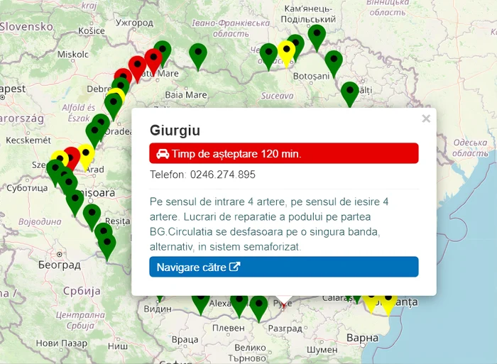 Aglomerație la punctele de frontieră, pe sensul de ieșire din țară - Foto Captura Trafic online