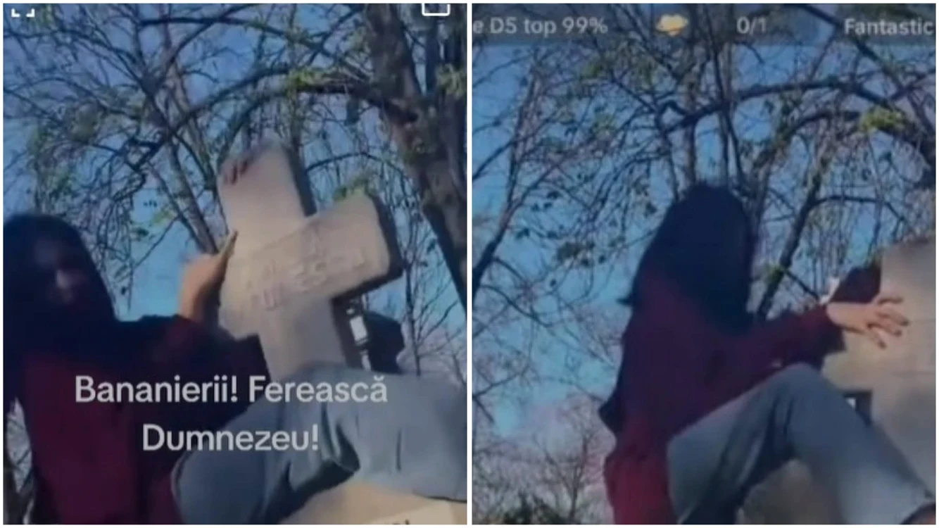 Dans lasciv pe mormintele din Cimitirul Bellu. Foto: captură video TikTok
