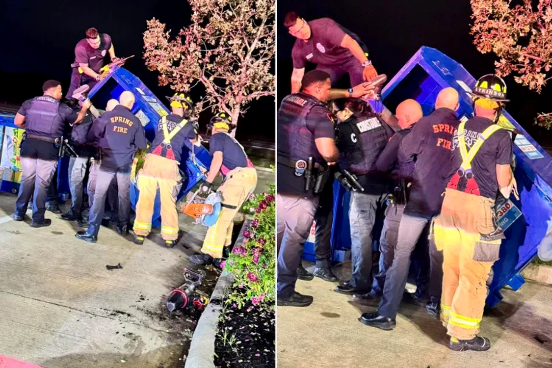 Un bărbat a rămas blocat într-o cutie de donații FOTO: Harris County Constable Precinct 4