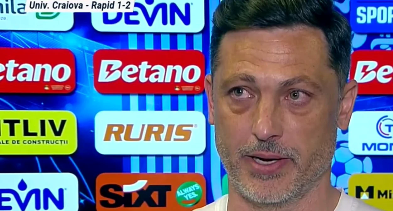 Mirel Rădoi nu a reușit să dea lovitura cu Universitatea Craiova. Captură TV 