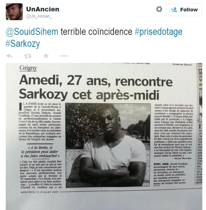 Articolul în care Coulibaly povestea cum s-a întâlnit cu Nicolas Sarkozy