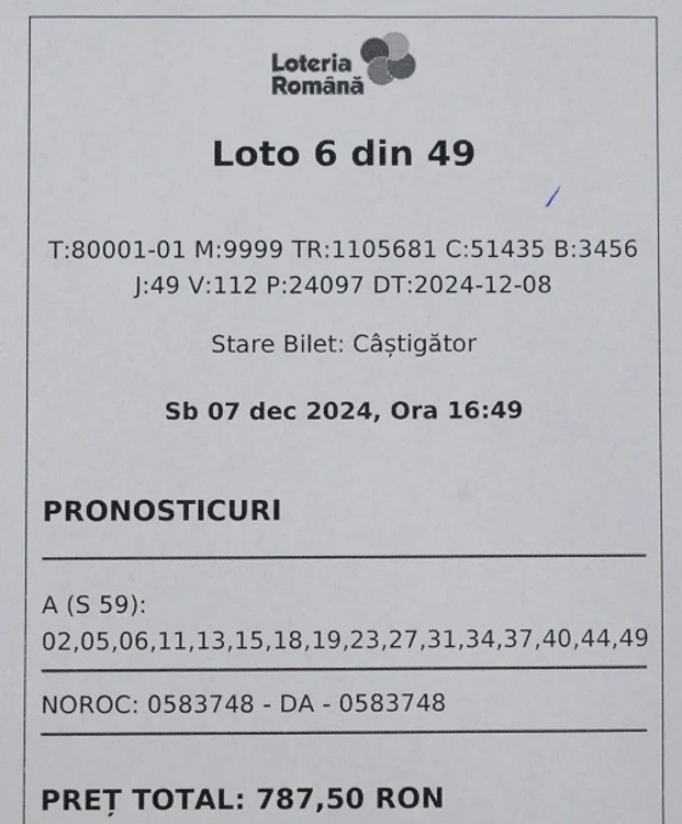 Biletul câştigător. Sursă foto: Loteria Română