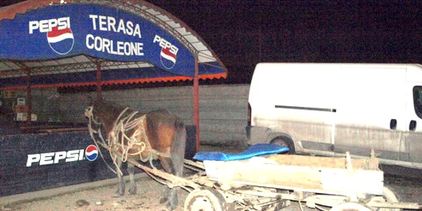Terasa Corleone este locul unde poposesc proprietarii de atelaje. Foto: Daniel Guță