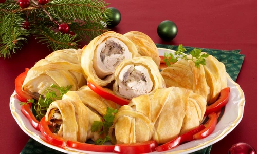 Chicken rolls with mushroom in phyllo pastry jpeg