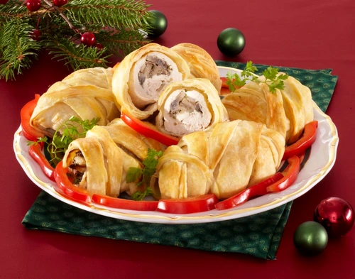 Chicken rolls with mushroom in phyllo pastry jpeg