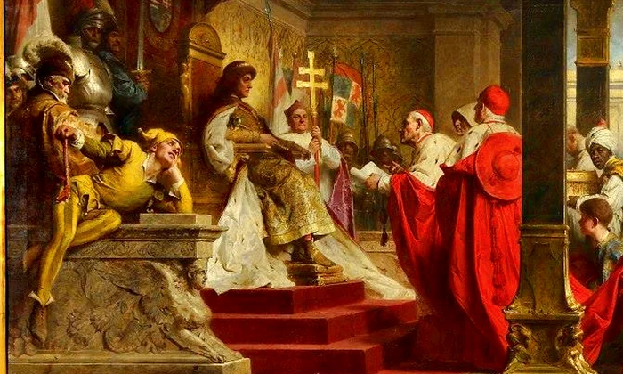 Regele Matia primește Legatul papal. Pictură de Gyula Benczúr (© Wikimedia Commons)