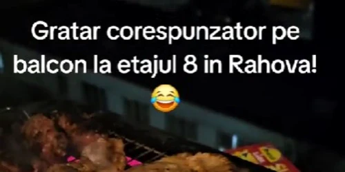 Un bărbat din Capitală a încins un grătar cu mici și ceafă de porc pe pervazul geamului  Foto Captură video TikTok jpg