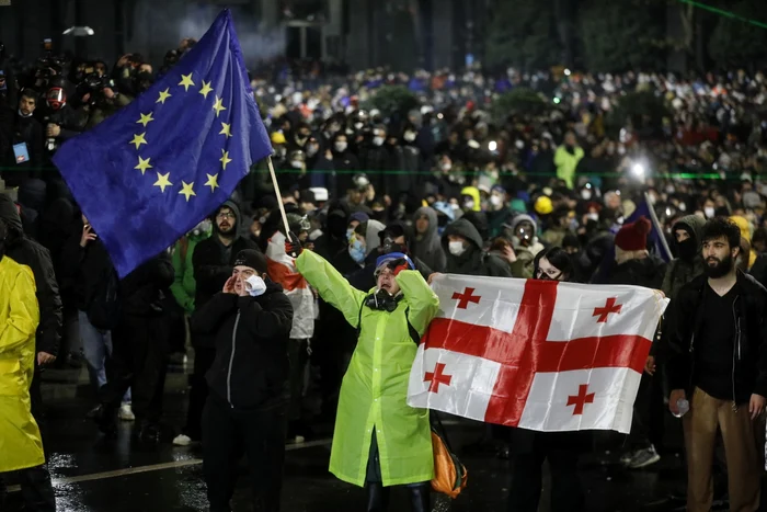 Proteste în Georgia pentru suspendarea negocierilor cu UE/ FOTO: Profimedia
