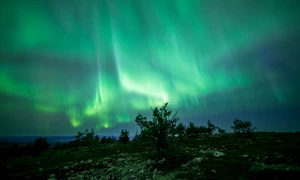 Gentle but wide green aurora display over Levi, Kittilä, Lapland, Finland, 2023 September   2 jpg