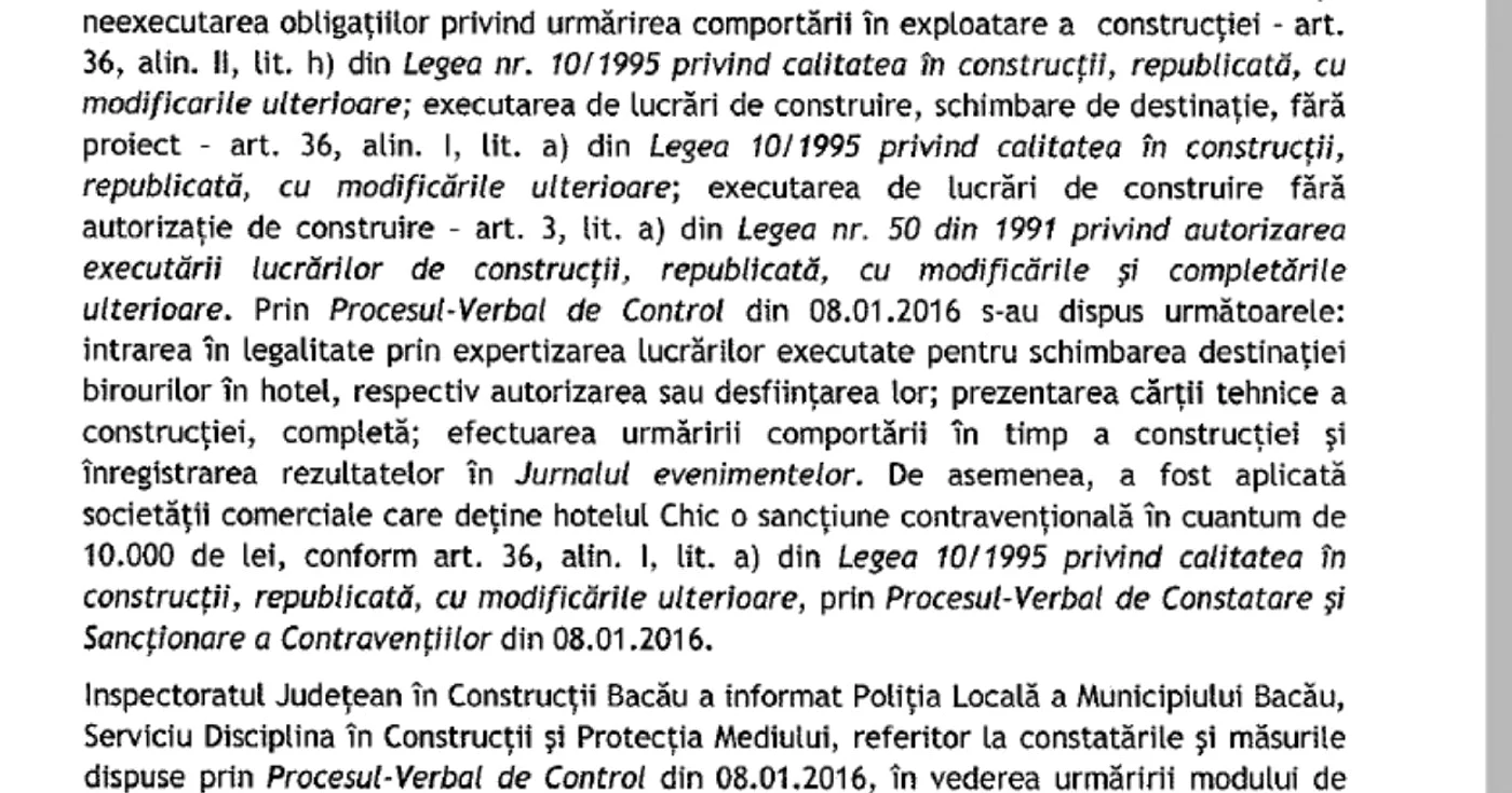 Lucrările la Hotel Hamlet au fost făcute pe firma Chic Hotel SRL