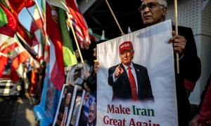 Afiș cu Trump - Make Iran great again FOTO AFP