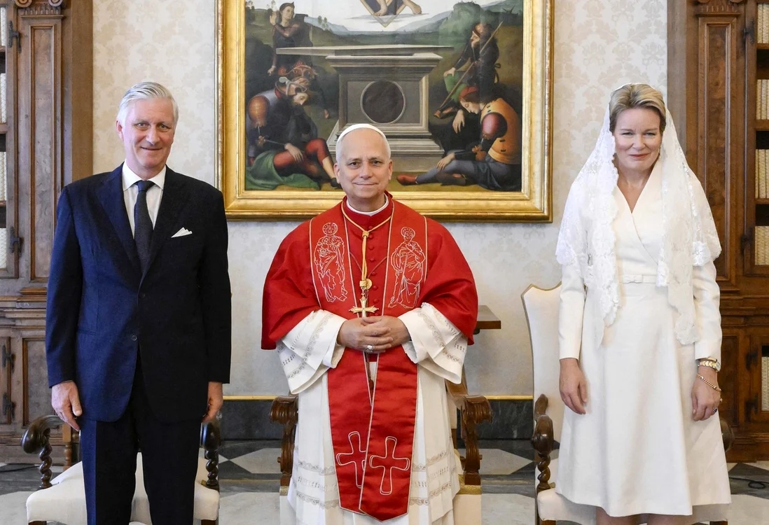Regele Philippe al Belgiei, Regina Mathilde și Papa Leon foto profimedia (5) jpg