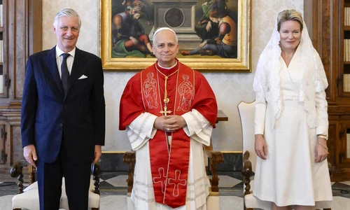 Regele Philippe al Belgiei, Regina Mathilde și Papa Leon foto profimedia (5) jpg