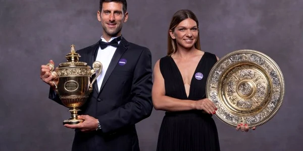 Simona Halep și Novak Djokovic, la fotografia oficială a campionilor de la Wimbledon jpeg