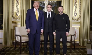 Macron, Trump si Zelenski la Notre Dame jpg