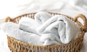 spa composition with towels wicker basket jpg