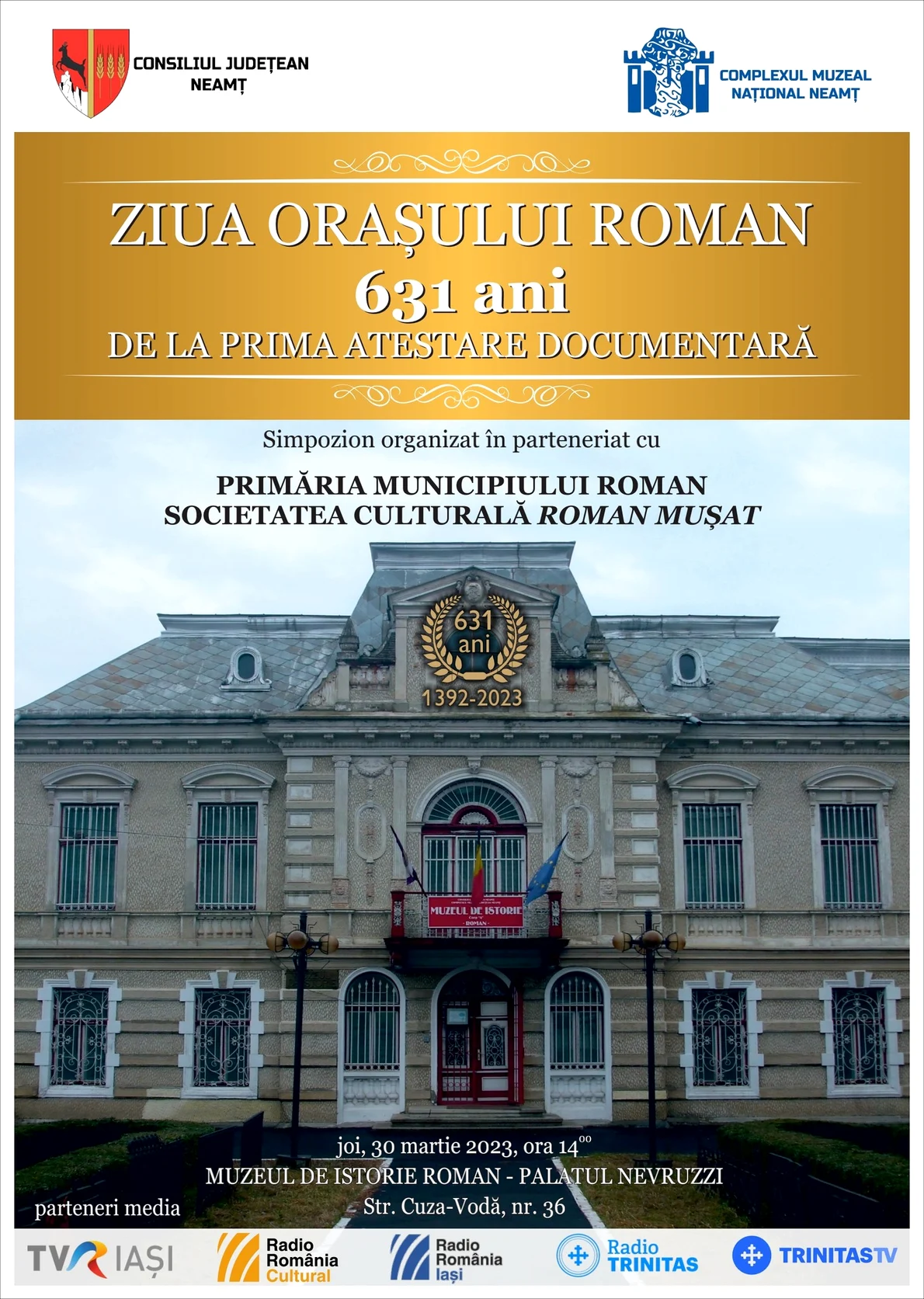631 de ani de la prima atestare documentară a orașului Roman