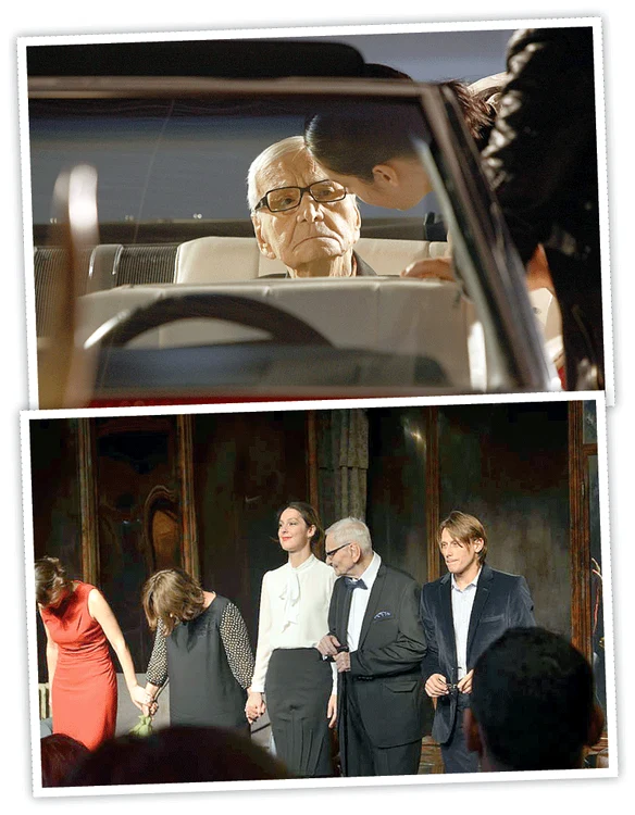 Scriitoarea Mona Radu pe scenă, alături de Radu Beligan