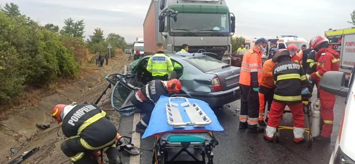 Accuidentyul a avut loc în zona Dumbrăveni FOTO: ISU Vrancea