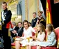 Regele Felipe în ziua încoronării în Spania, 19 iunie 2014, cu Regina Letizia, Prințesa Leonor și Infanta Sofia. FOTO: Getty Images