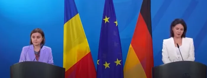 Imagine din conferința de presă româno-germană folosită de propaganda rusă. FOTO: captura video