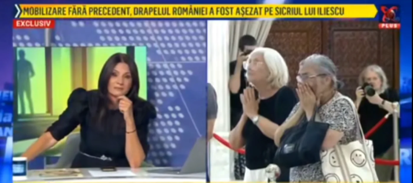 Anca Alexandrescu l-a plâns în direct pe Ion Iliescu. FOTO: captură video