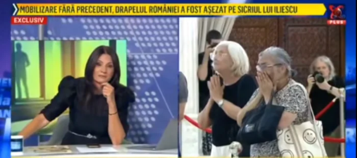 Anca Alexandrescu l-a plâns în direct pe Ion Iliescu. FOTO: captură video