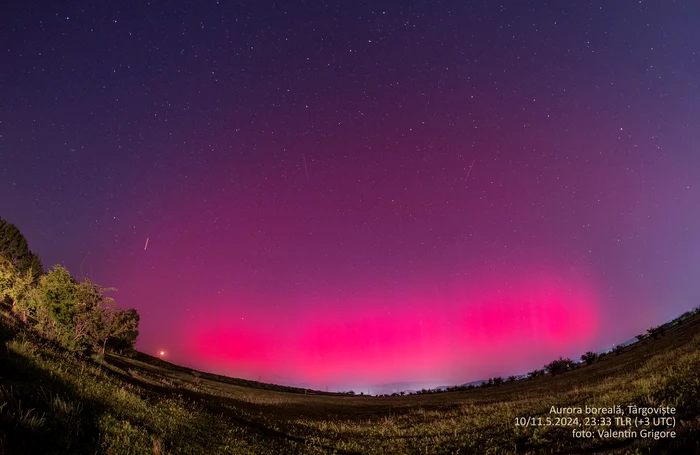 Aurora boreală, la Târgoviște. FOTO Valentin Grigore