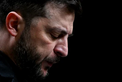 Volodimir Zelenski  - trist / dezamăgit FOTO AFP