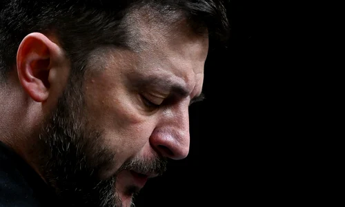 Volodimir Zelenski - trist / dezamăgit FOTO AFP