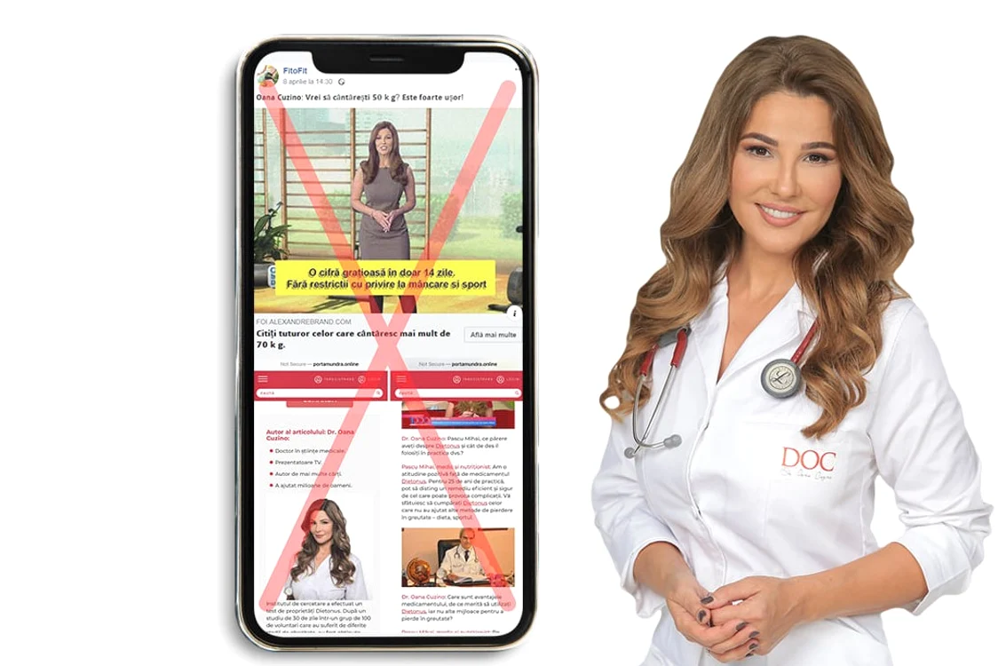 Oana Cuzino a prezentat mesajele false în care ea ar promova respectivele produse