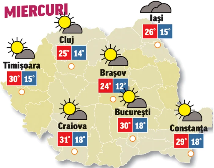 Prognoza meteo 15 iulie anunță că vremea se menține în limite normale