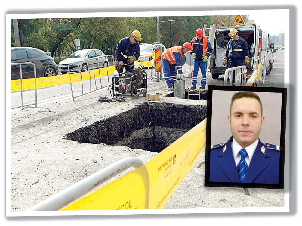 
    În această groapă a căzut  cu motocicleta Bogdan GiginăFoto: Eduard Enea  