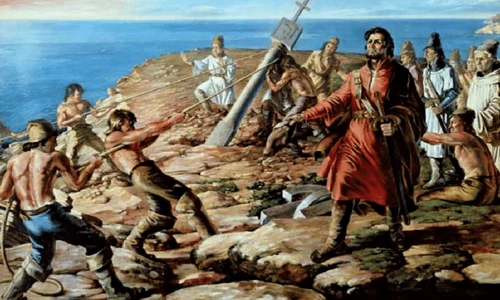 diego cao erigiendo un padrao en el cabo cross png